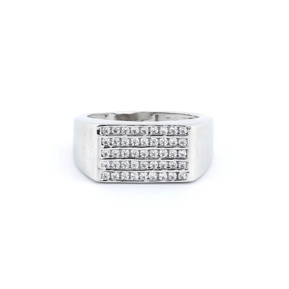 Sterling Silver CZ-Encrusted Ring for Men with classic style and timeless design