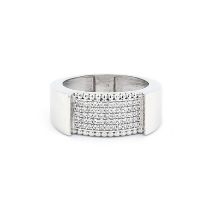 Radiant Square CZ Sterling Silver Ring for Men with square-cut centerpiece

