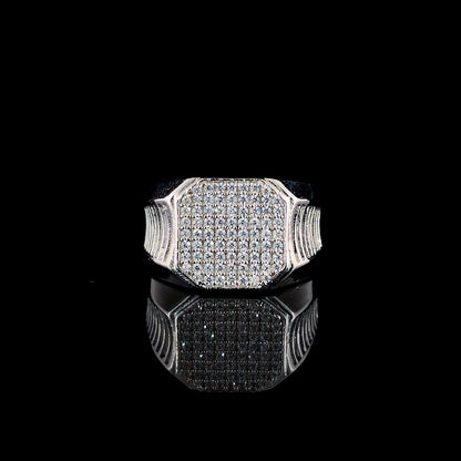 Charming Crosshatch Pattern Silver Ring