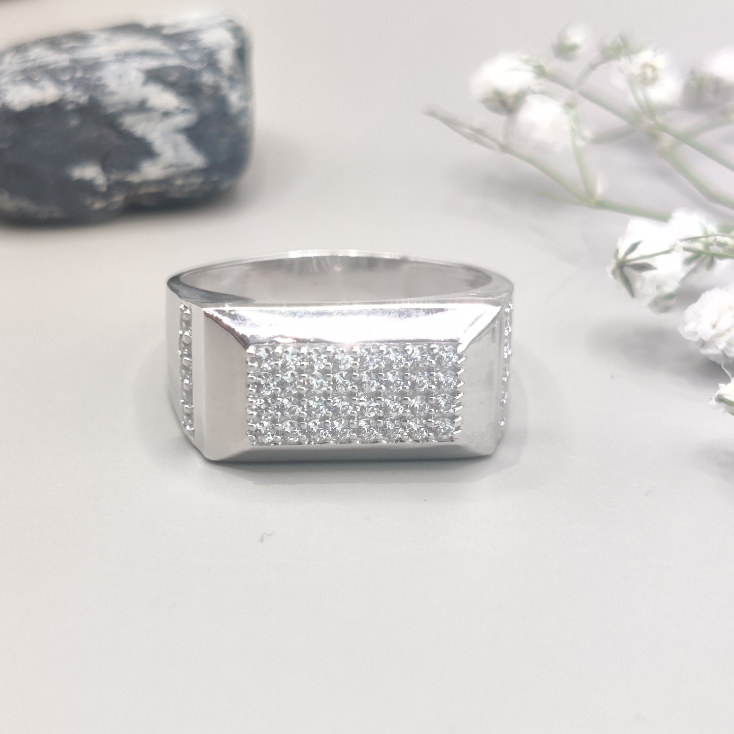 Bold Iconic Silver Ring with Dazzling CZ