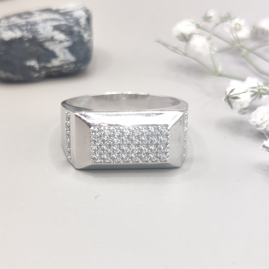 Bold Iconic Silver Ring with Dazzling CZ