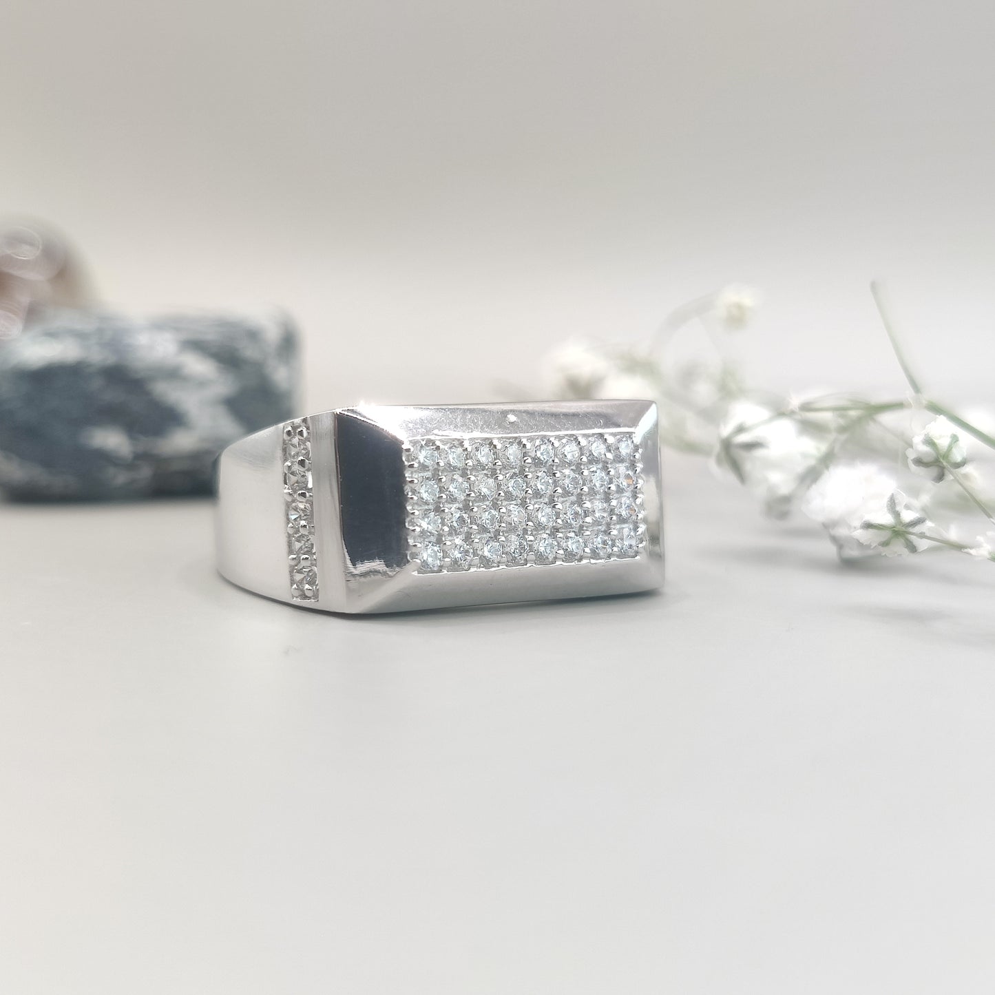 Bold Iconic Silver Ring with Dazzling CZ