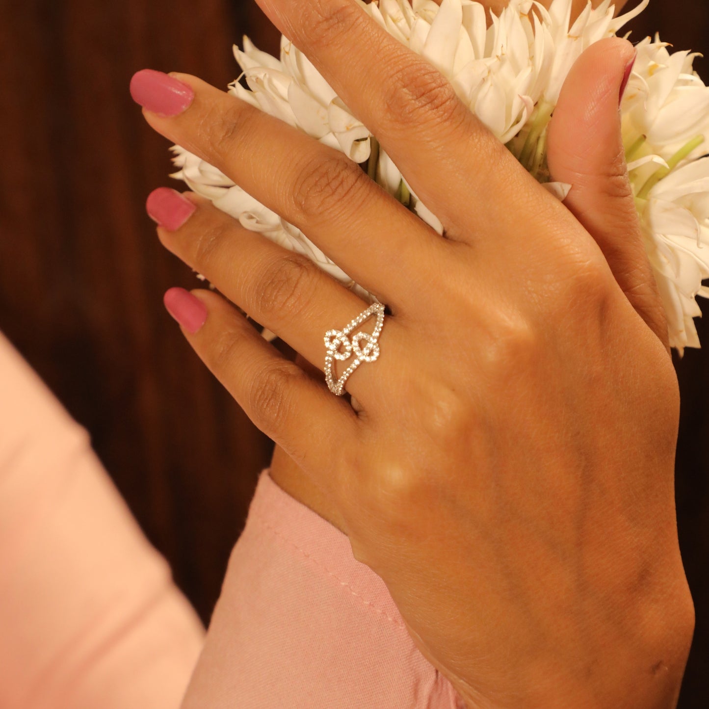 Petal Filigree CZ Elegant Ring