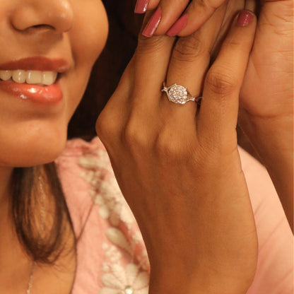 Triple Halo Brilliance Sterling Silver Ring