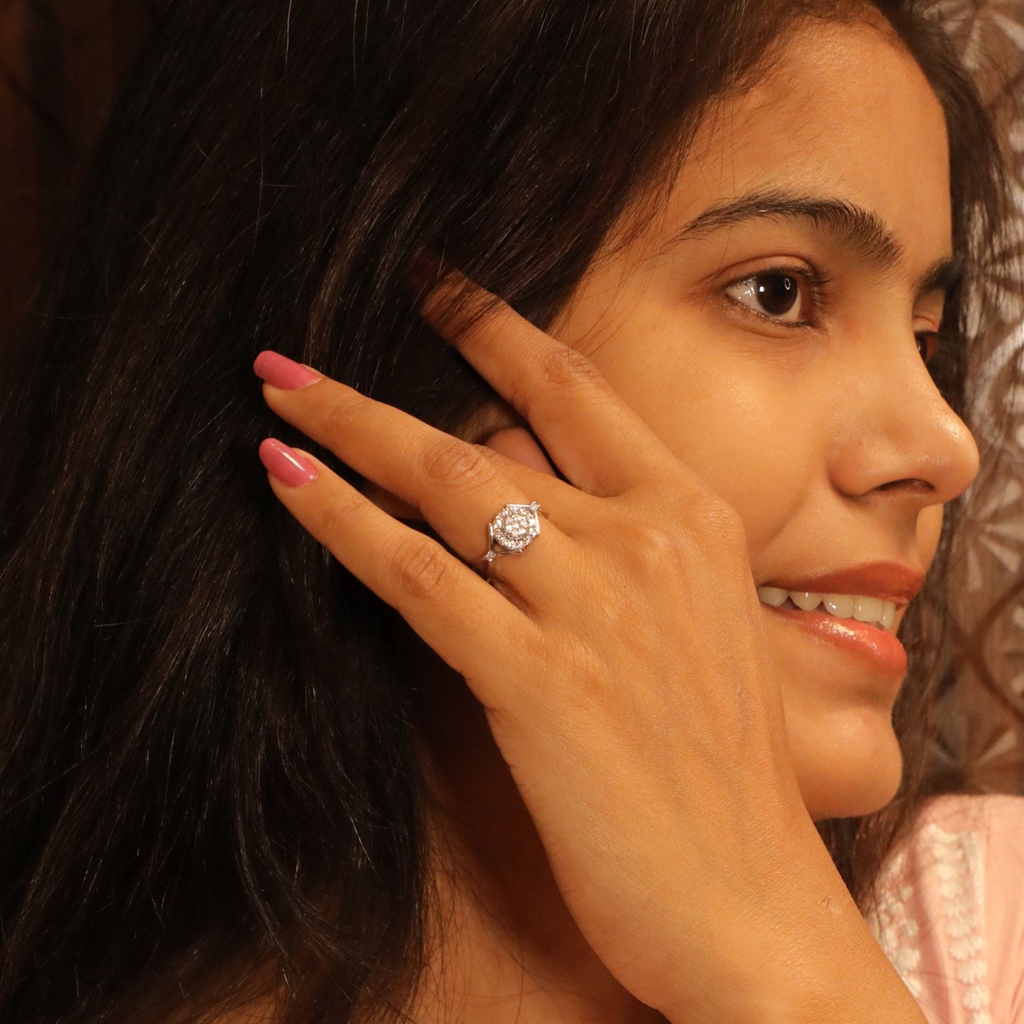 Triple Halo Brilliance Sterling Silver Ring