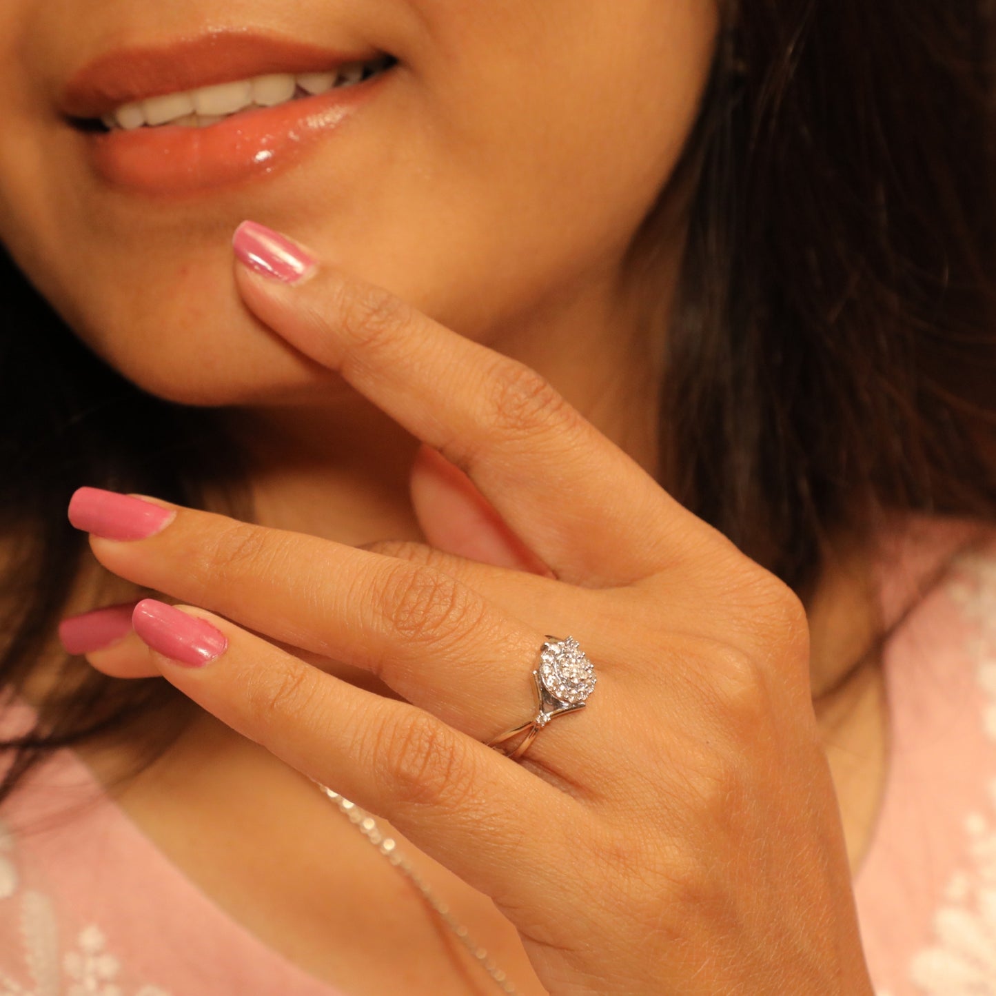 Triple Halo Brilliance Sterling Silver Ring