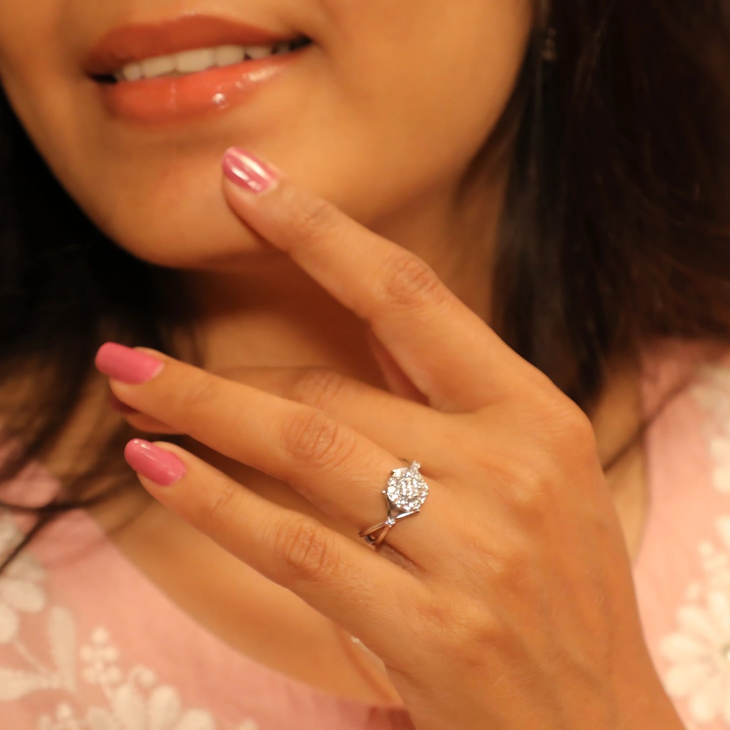 Triple Halo Brilliance Sterling Silver Ring