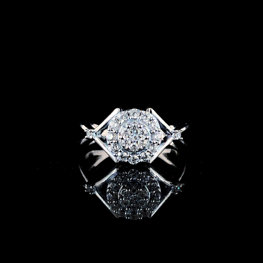 Triple Halo Brilliance Sterling Silver Ring