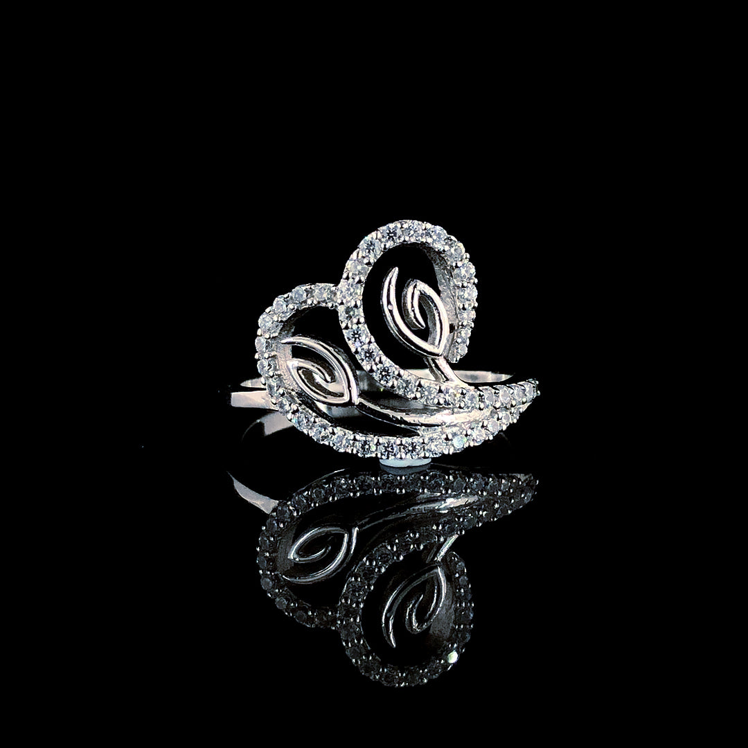 Elegant Stereo Hearts Silver Ring