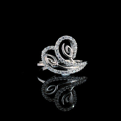 Elegant Stereo Hearts Silver Ring