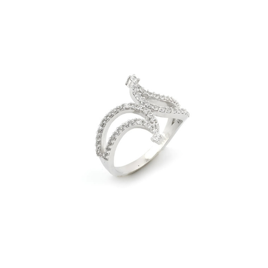 Solitaire Serenity Fusion Silver Ring for Women on display