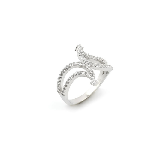 Solitaire Serenity Fusion Silver Ring for Women on display