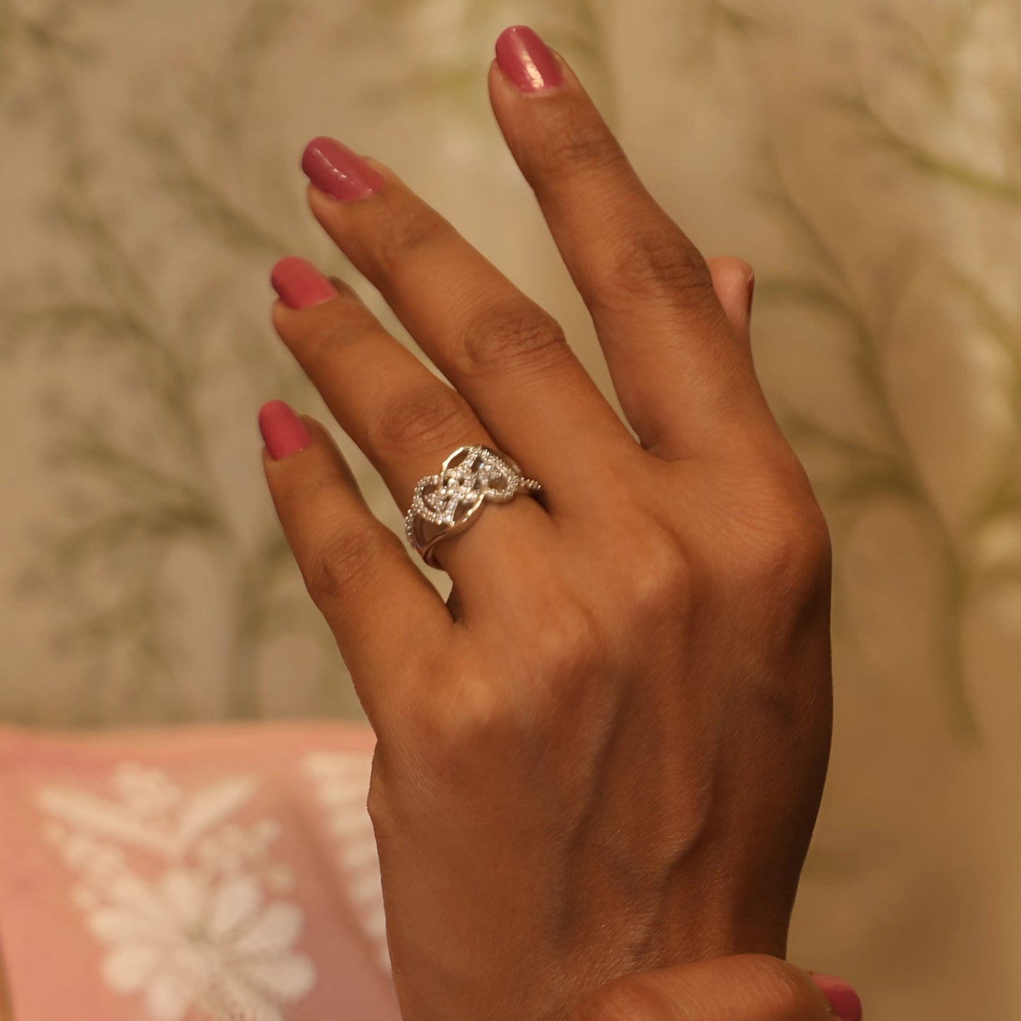 Eternal Love Heart-Linked Silver Ring