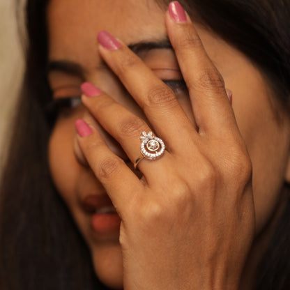 Twinkling Magic Floral Silver Ring