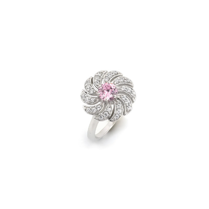 Pink Paradise Blooming Flower Ring for Women with pink center stone and flower design