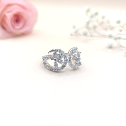 Sparkling Weave Zircon Silver Ring