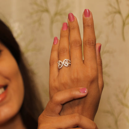 Sparkling Weave Zircon Silver Ring