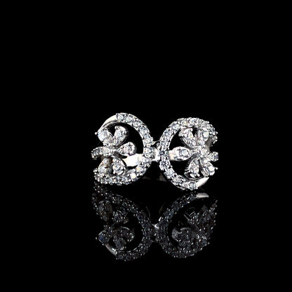 Sparkling Weave Zircon Silver Ring