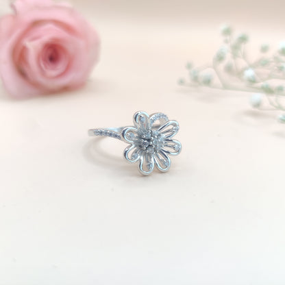 Sapphire Princess Petal Silver Ring