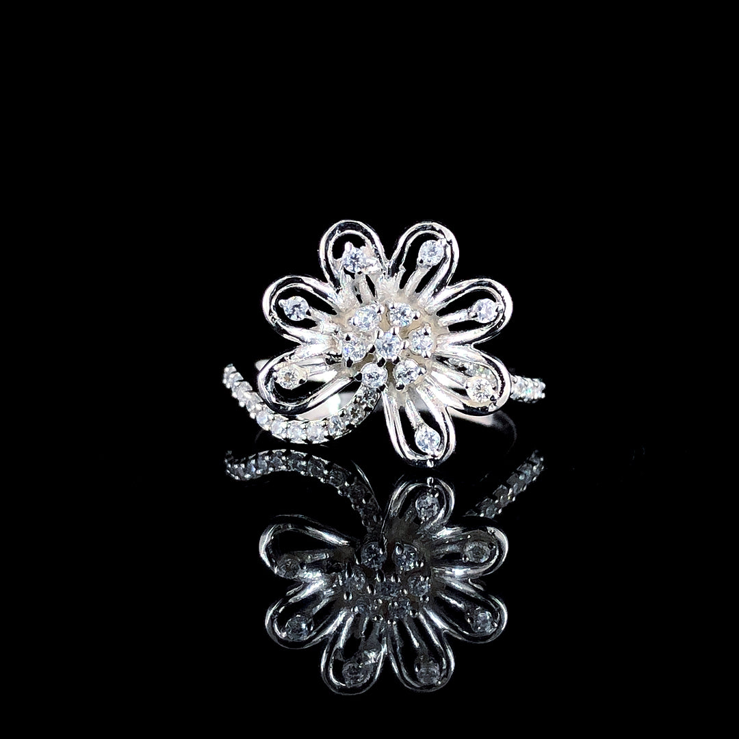 Sapphire Princess Petal Silver Ring