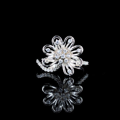 Sapphire Princess Petal Silver Ring