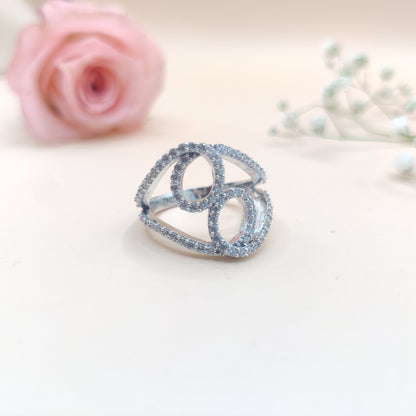 Sparkling Swirl CZ Silver Ring