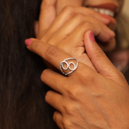 Sparkling Swirl CZ Silver Ring