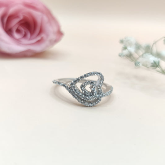 Blooming Heart  Silver Flower Ring