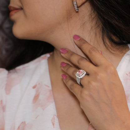 Shimmering Halo Cupid Silver Ring