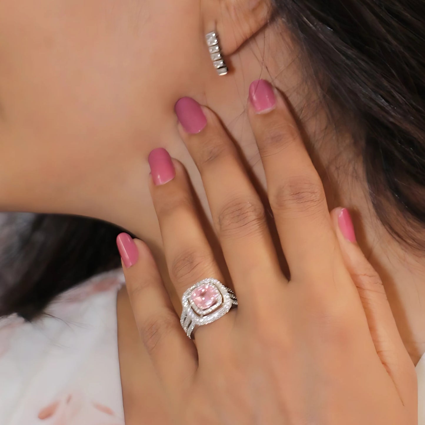 Shimmering Halo Cupid Silver Ring