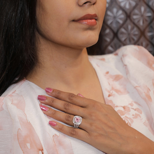 Shimmering Halo Cupid Silver Ring