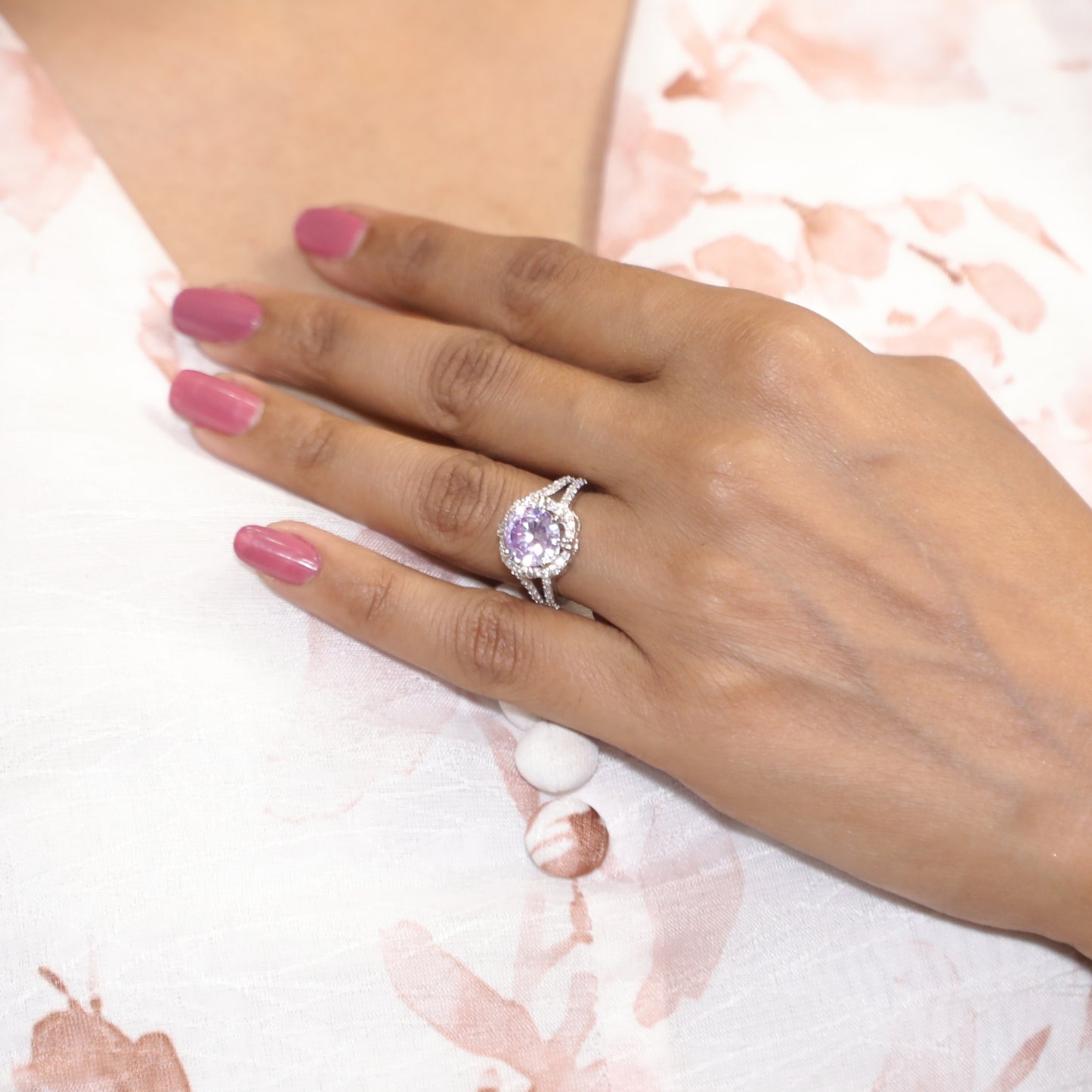 Radiant Halo Centerpiece Silver Ring