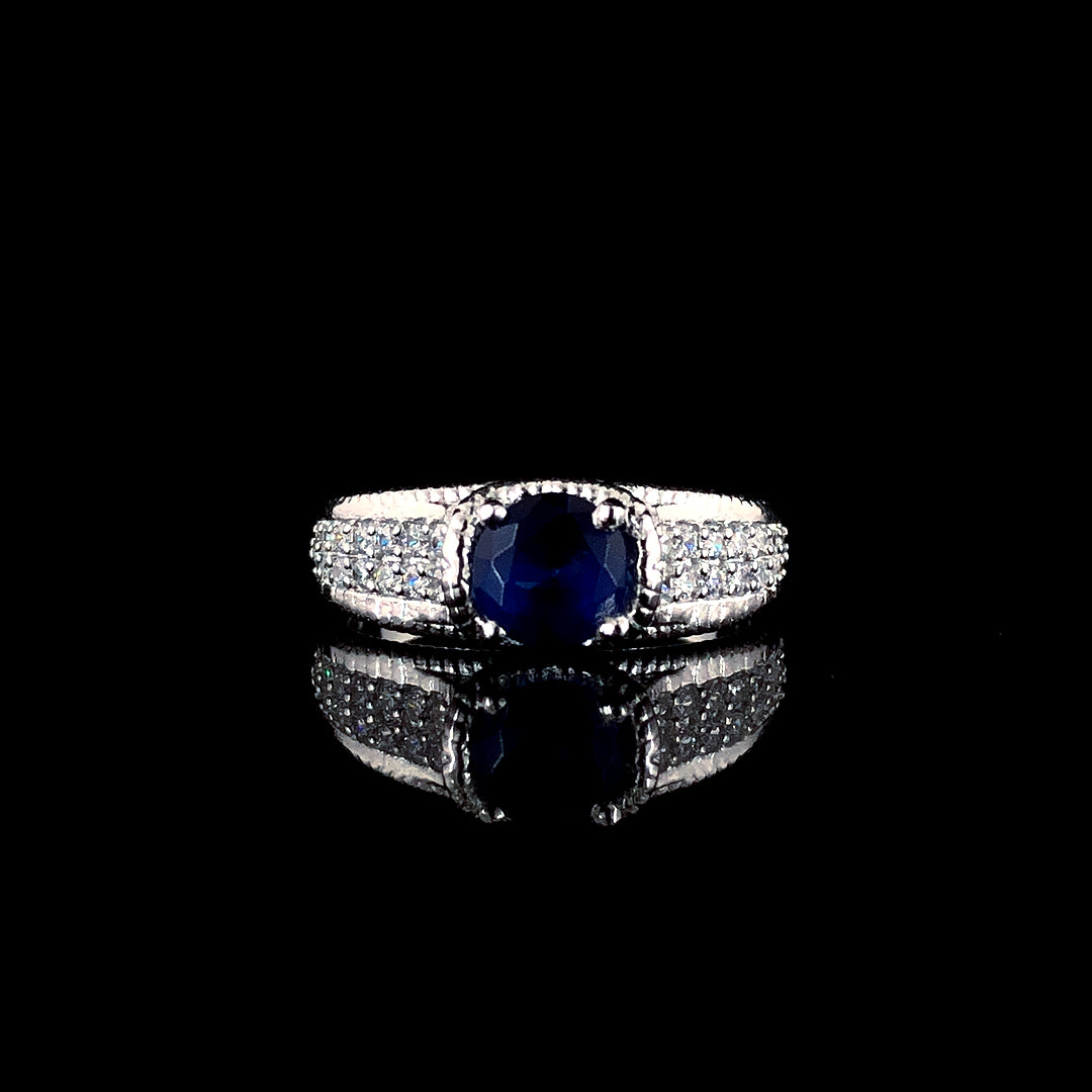 Solitaire Zircon Round Silver Ring