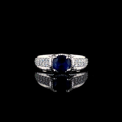 Solitaire Zircon Round Silver Ring