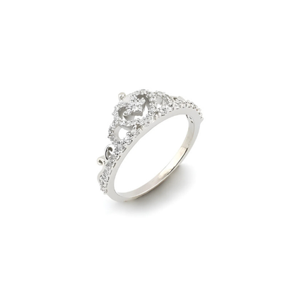 Princess Perfection Crescent Silver Ring for Women - Elegant Crescent Design in Sterling Silver