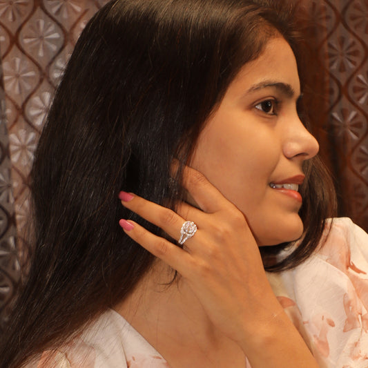 Majestic Brilliance Halo Silver Ring
