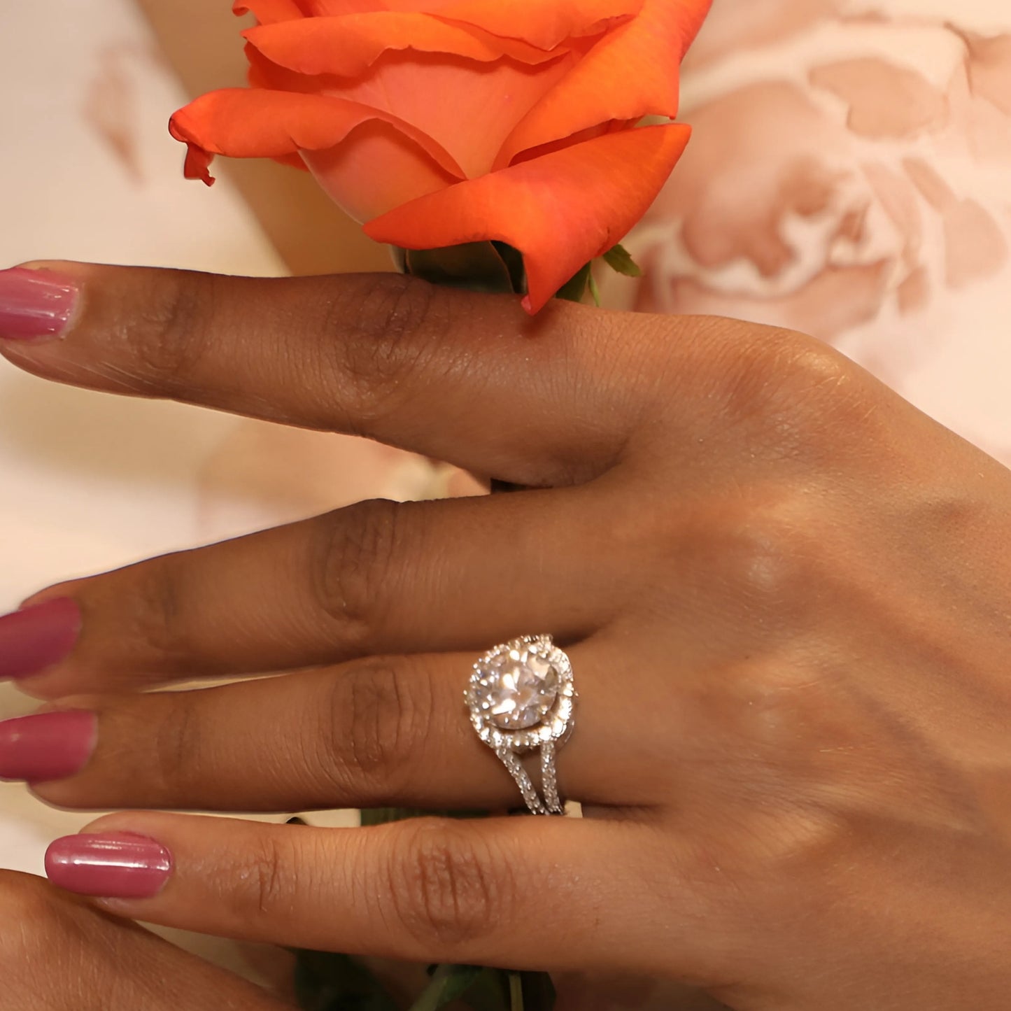 Majestic Brilliance Halo Silver Ring