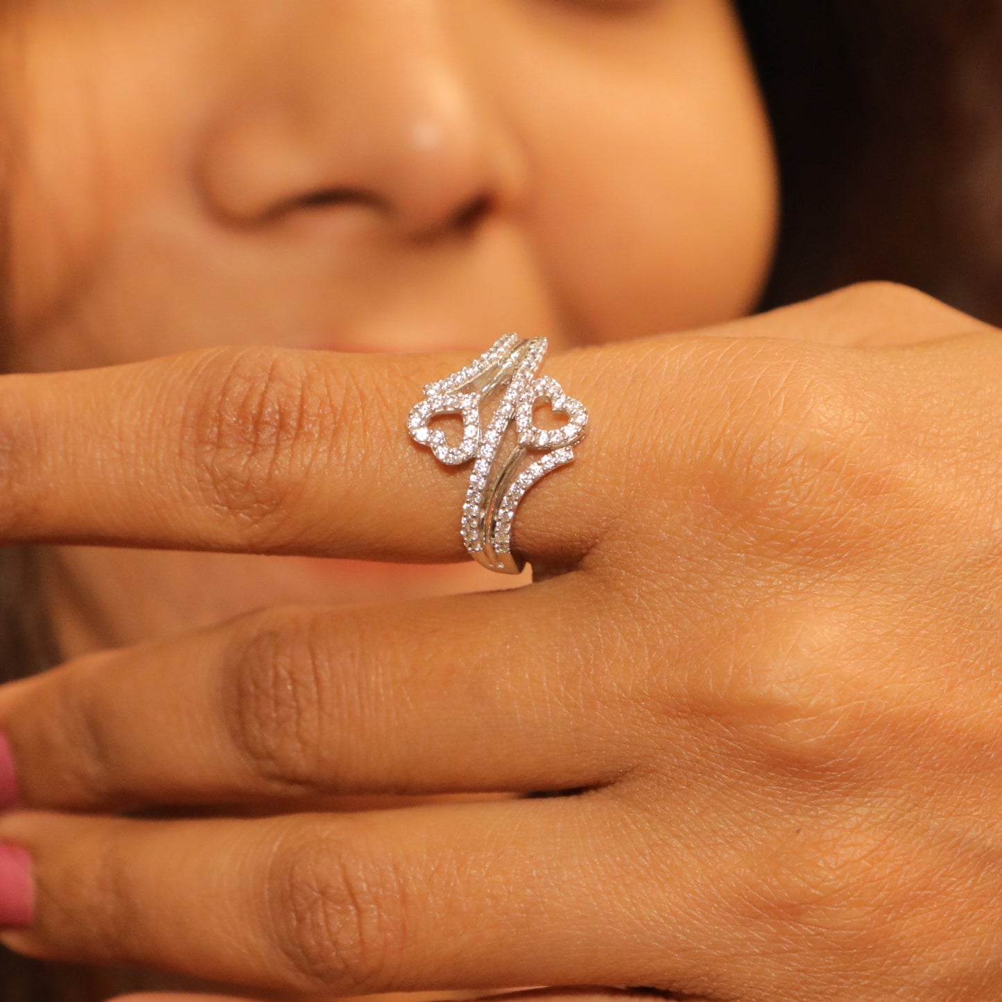 Sapphire Love's Embrace Silver Ring