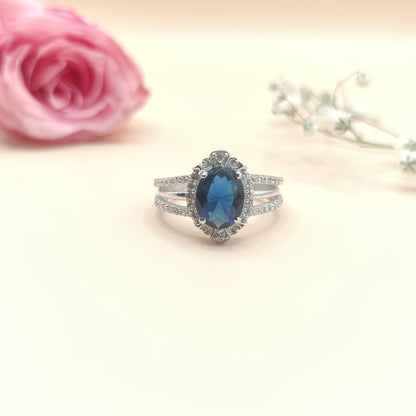 Celestial Aura Oval Silver Ring