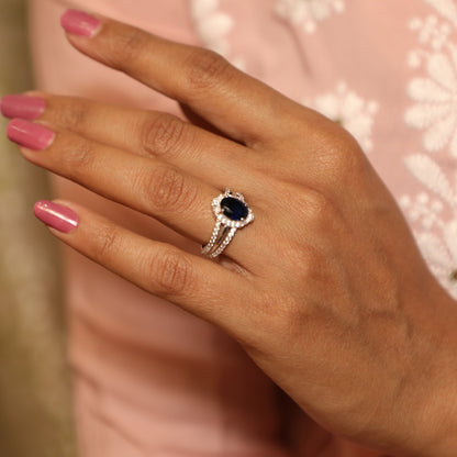 Celestial Aura Oval Silver Ring