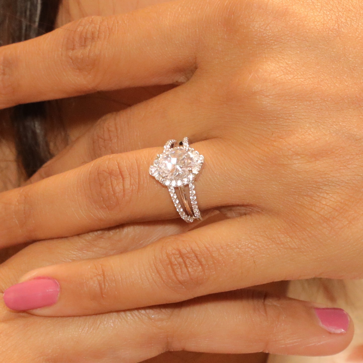 Celestial Aura Oval Silver Ring