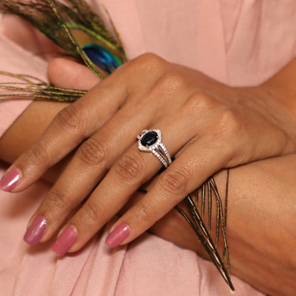 Celestial Aura Oval Silver Ring