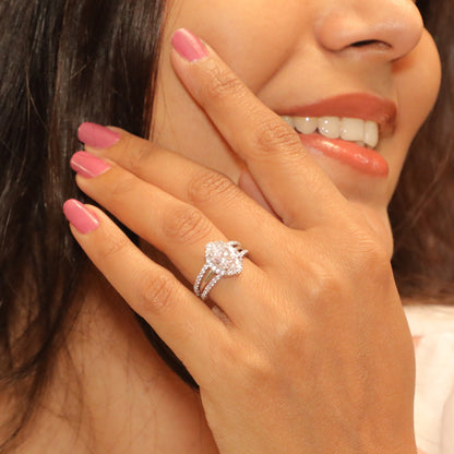 Celestial Aura Oval Silver Ring