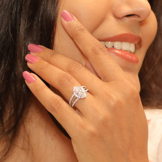 Celestial Aura Oval Silver Ring