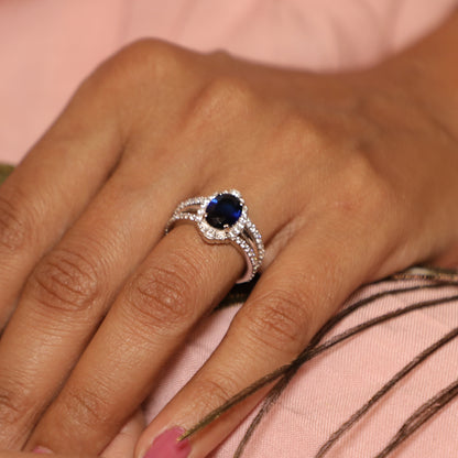 Celestial Aura Oval Silver Ring