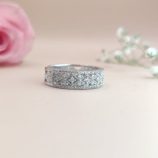 Sapphire Silver Band Ring - Elegance Redefined