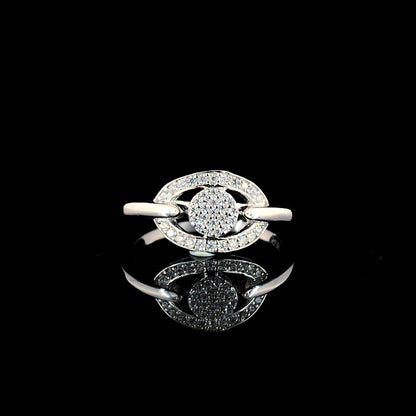 Elegant Spinner CZ Silver Ring - Captivating Solitaire Style