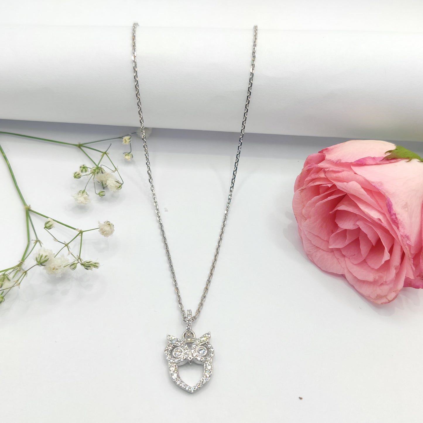 Wise Glimmer Silver Owl Pendant