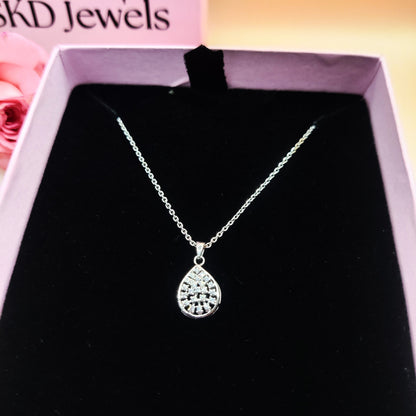 Radiant CZ Teardrop Sterling Silver Pendant