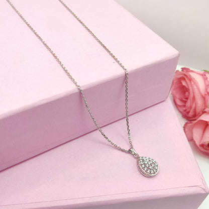 Radiant CZ Teardrop Sterling Silver Pendant